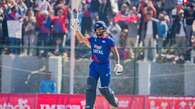 नेदरल्यान्ड्सविरुद्ध कुशल भुर्तेलको अर्धशतक, नेपालको १०० रन पूरा