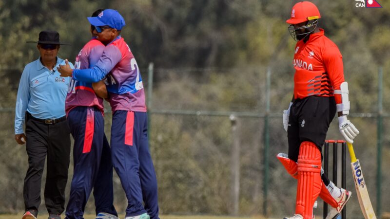 साहब आलमले लिए लगातार २ विकेट, संकटमा क्यानडा-११ साहब आलमले लिए लगातार २ विकेट, संकटमा क्यानडा-११