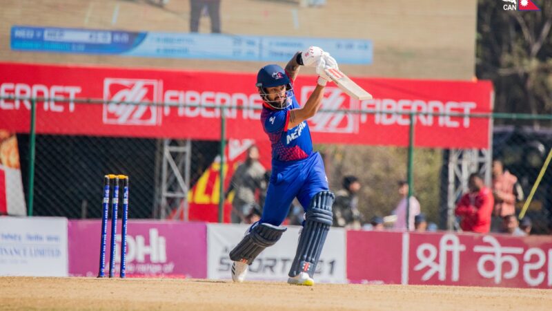 इनिङ्स सम्हालिरहेका भुर्तेल ६६ रनमा आउट, नेपाललाई सातौँ धक्का