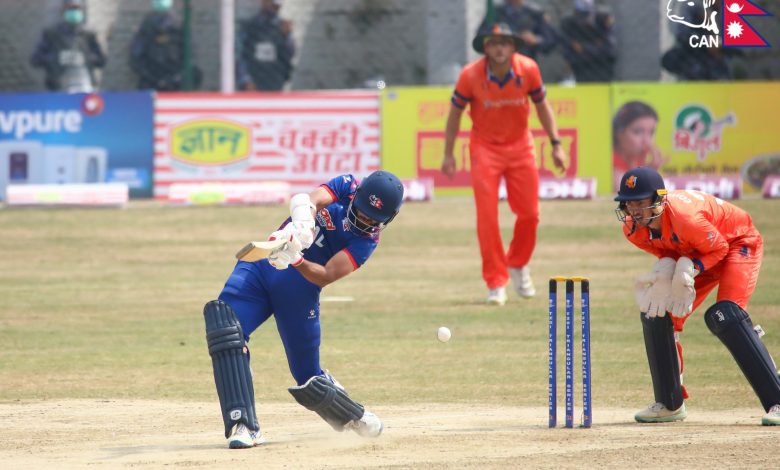नेदरल्यान्ड्समाथि नेपाल ६ विकेटले विजयी, फाइनलमा पुग्ने बलियो सम्भावना नेदरल्यान्ड्समाथि नेपाल ६ विकेटले विजयी, फाइनलमा पुग्ने बलियो सम्भावना