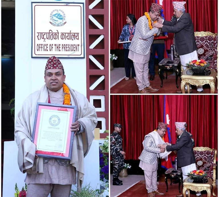 संचारकर्मी राजेन्द्र लुईटेल राष्ट्रपतिबाट सम्मानित संचारकर्मी राजेन्द्र लुईटेल राष्ट्रपतिबाट सम्मानित