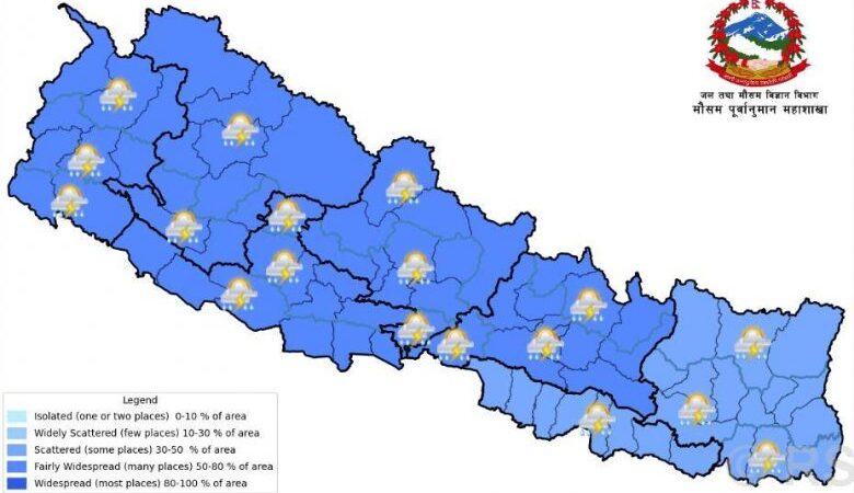 दाङ, बाँके, बर्दियामा अति भारीसम्म वर्षा दाङ, बाँके, बर्दियामा अति भारीसम्म वर्षा