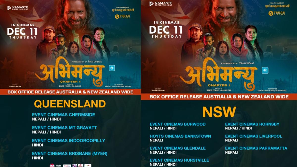 ‘अभिमन्यु : च्याप्टर–१’लाई अस्ट्रेलिया र न्युजिल्यान्डमा ५०० शो