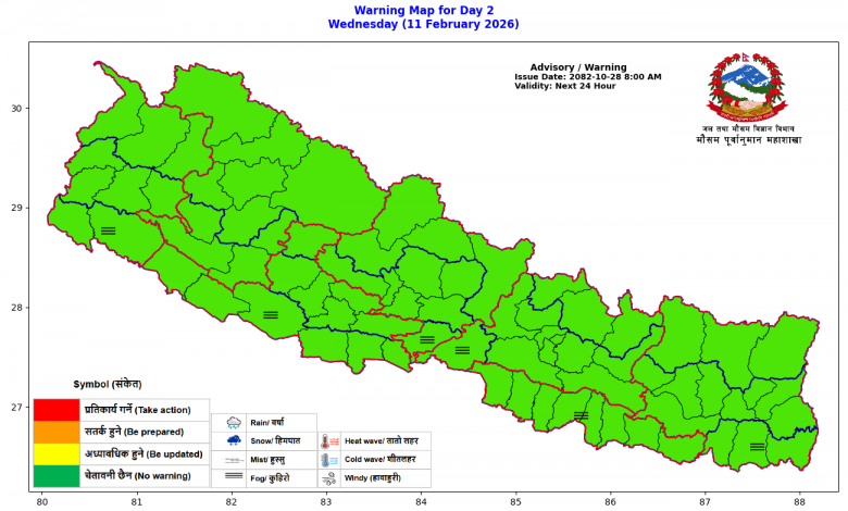 उच्च पहाडी र हिमाली क्षेत्रमा हल्का वर्षा र हिमपात हुने