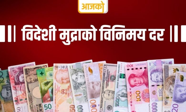 आजका लागि विदेशी मुद्राको विनिमयदर