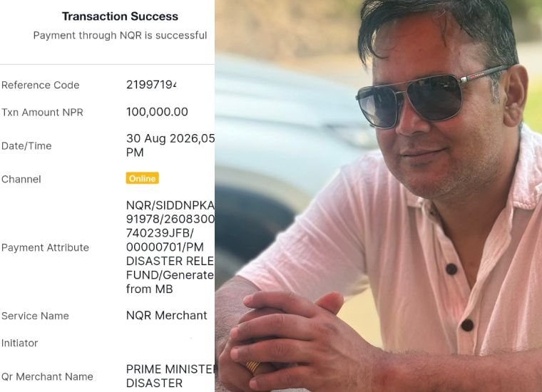 अभिनेता वीरेन श्रेष्ठद्वारा भोटेकोशी बाढी प्रभावितका लागि एक लाख सहयोग