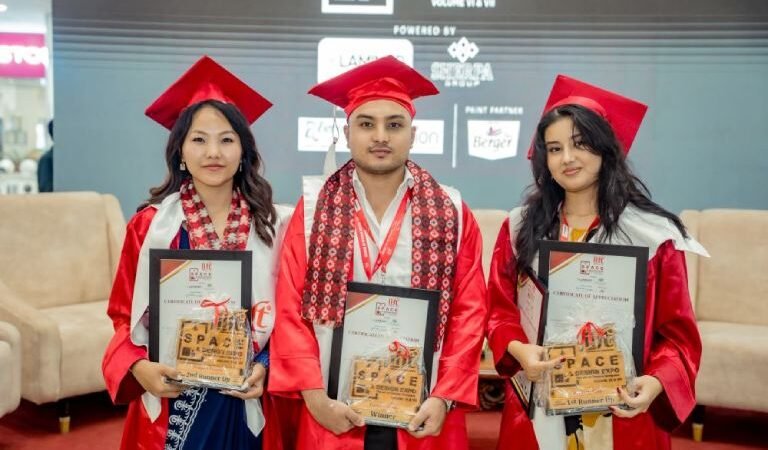 आईआईएफटी स्पेस एन्ड डिजाईन प्रतिस्पर्धामा रुची, दिपेश, विवेक र एन्जल उत्कृष्ट