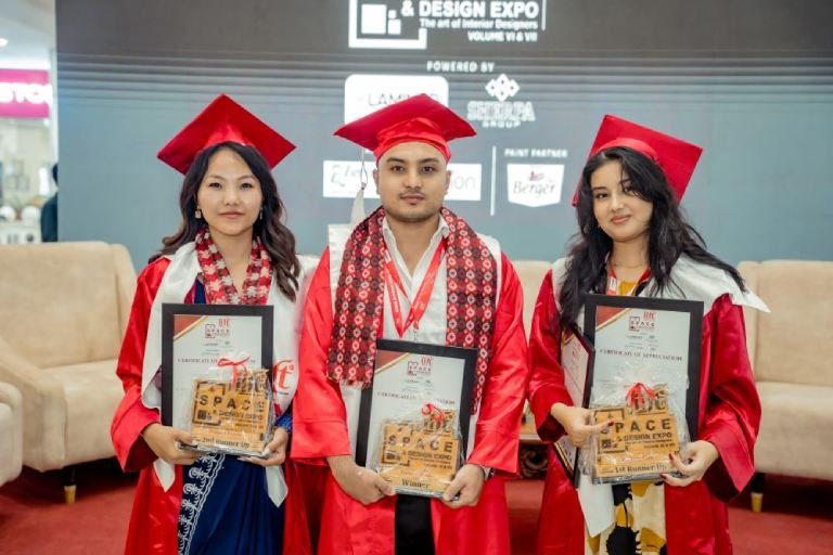 आईआईएफटी स्पेस एन्ड डिजाईन प्रतिस्पर्धामा रुची, दिपेश, विवेक र एन्जल उत्कृष्ट